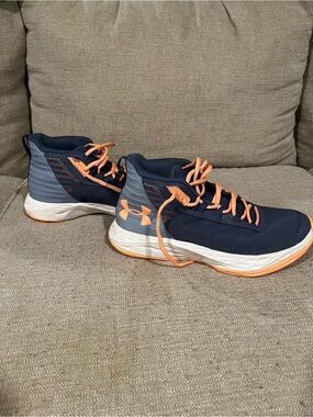 Under Armour Blue-Violet with Peach High-Top Basketball Shoes